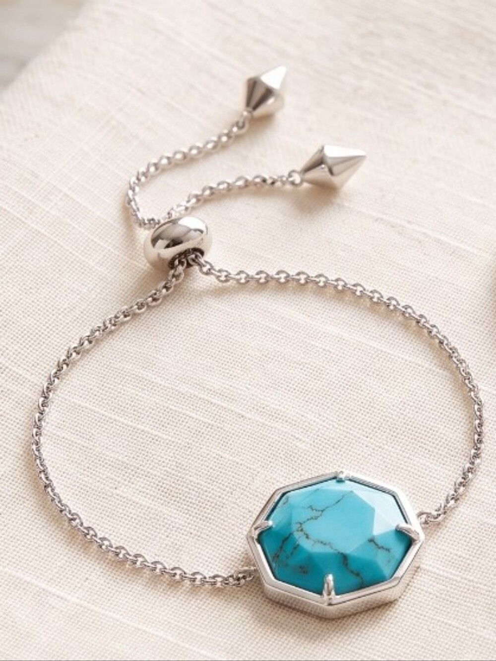 Kendra Scott Deena Delicate Silver Bracelet with Veined Turquoise Stone